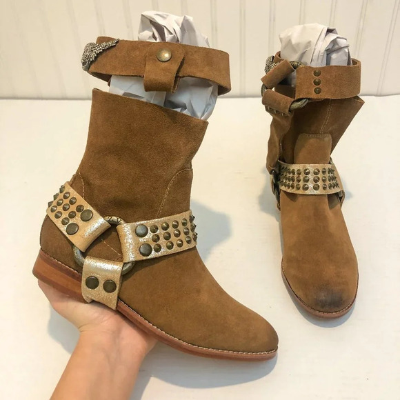 Zadig & Voltaire Shoes - NEW RARE Zadig & Voltaire Arcade Studded Western Suede Harness Ankle Booties 5
